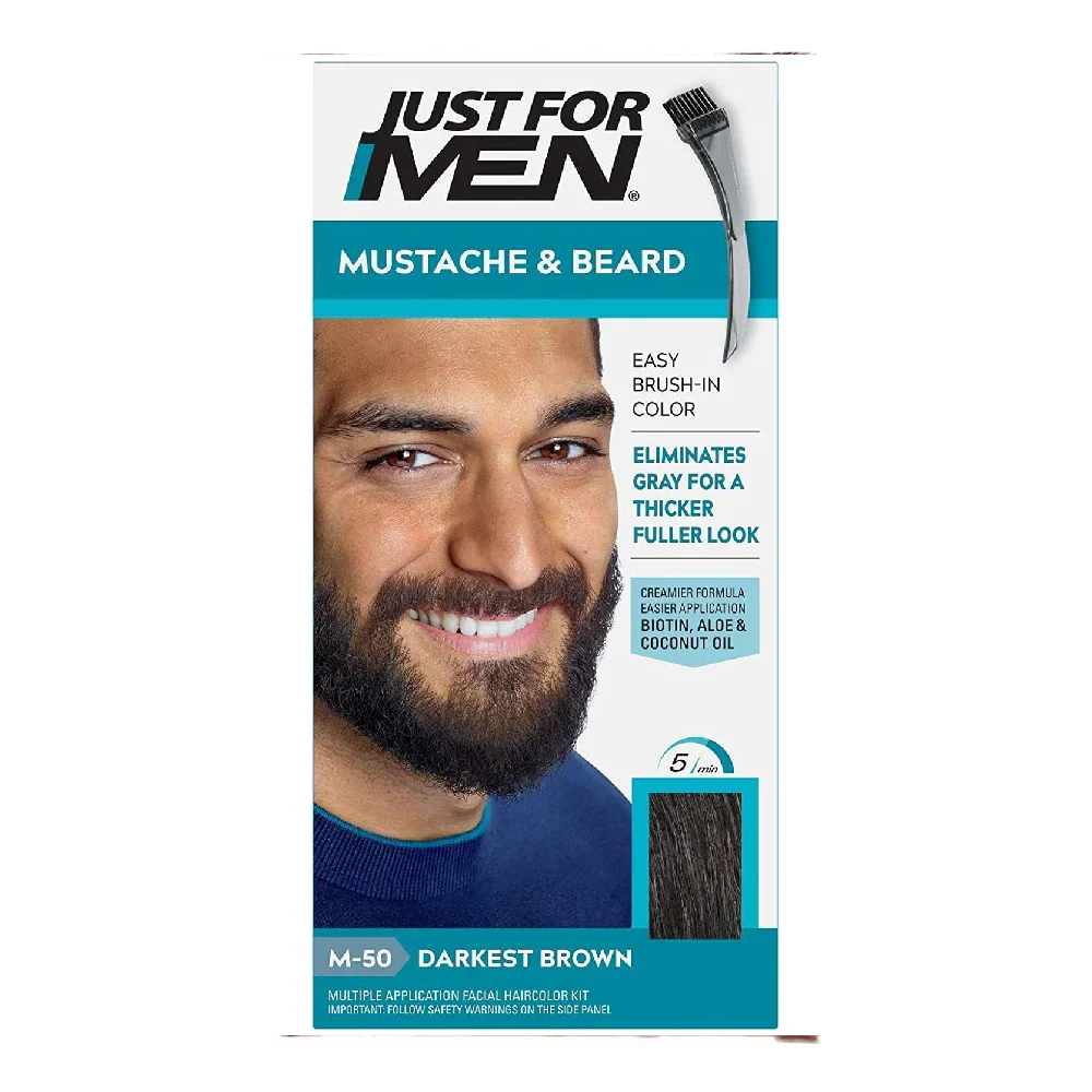 Just For Men Brush-In Color Mustache & Beard Gel Darkest Brown M-50