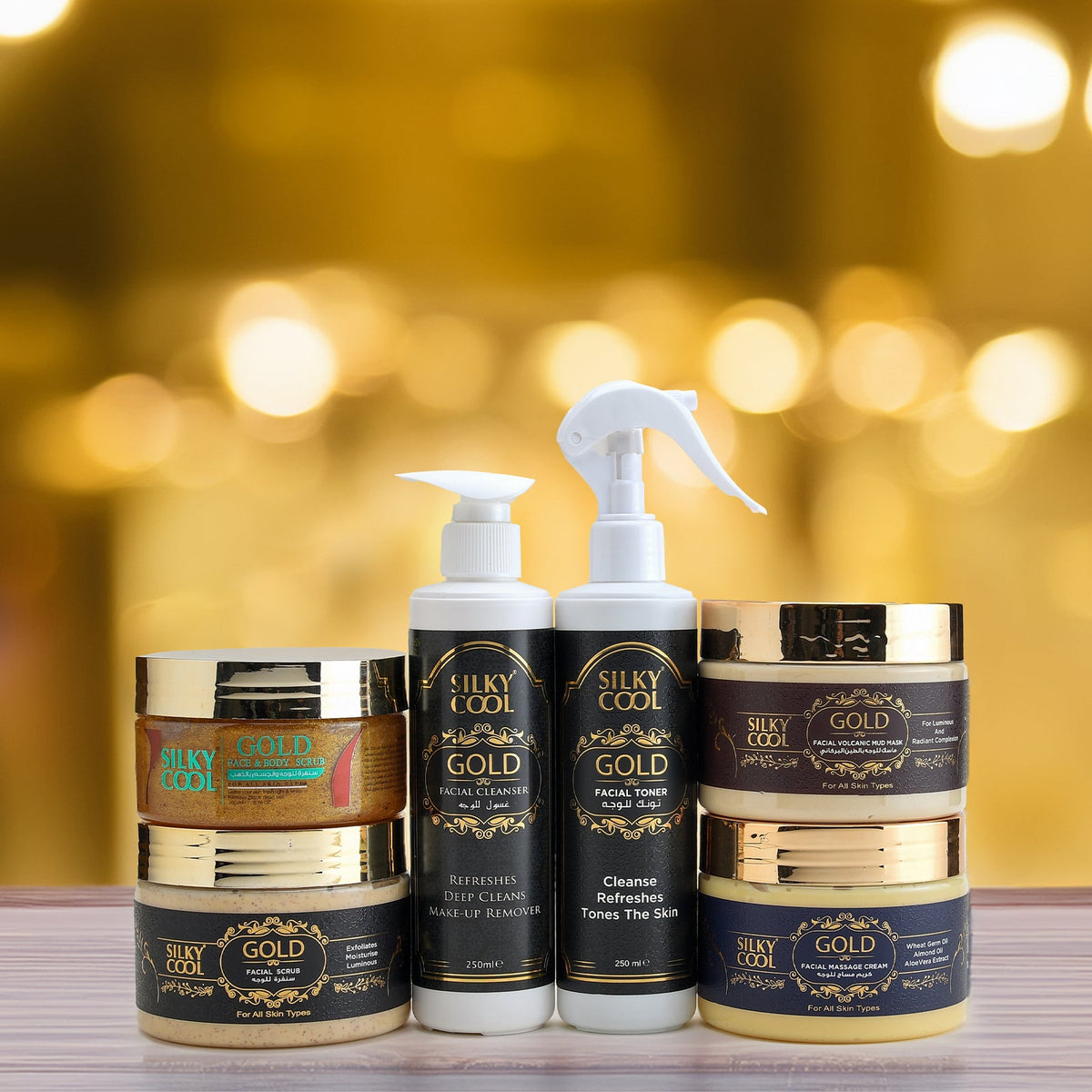 Silky Cool Gold Facial Set Large (6 Products)