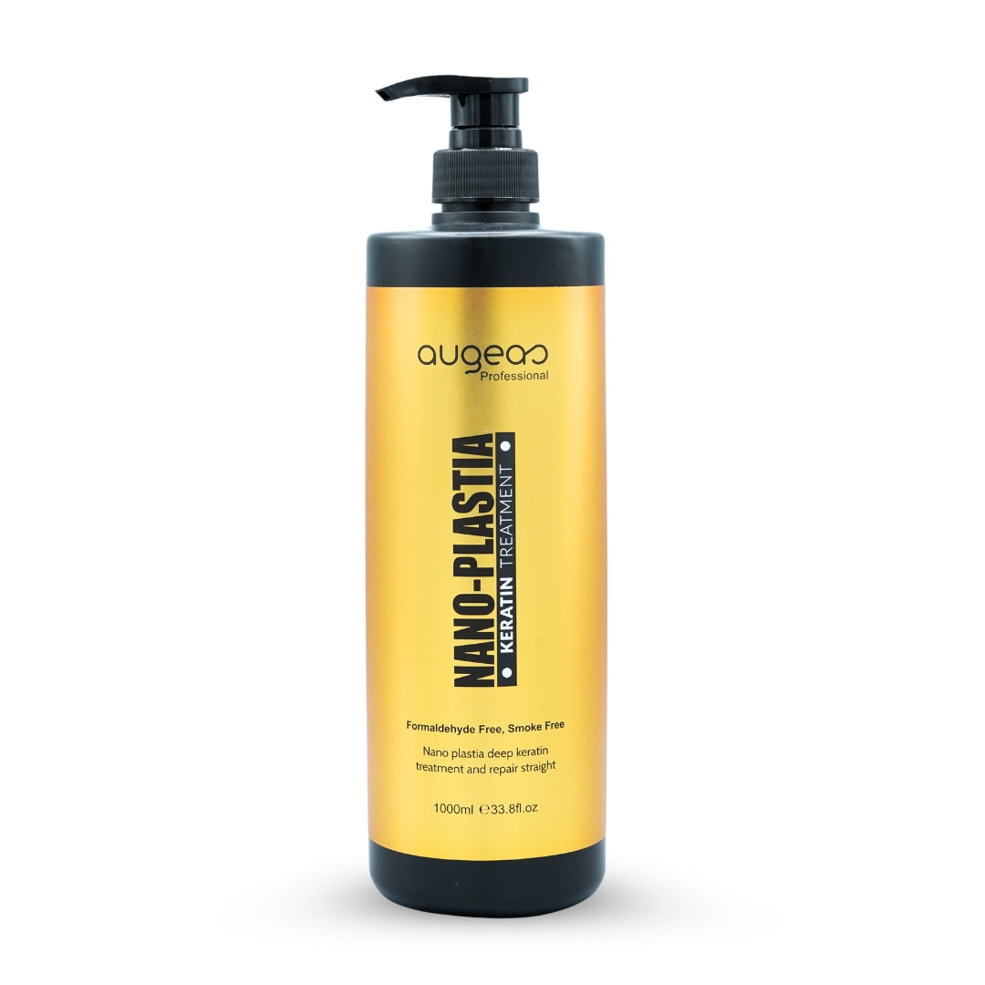 Augeas Nano Plastia 1000ml | Smoke-Free, Formaldehyde-Free Keratin Hair Straightening & Repair Treatment Augeas Professional
